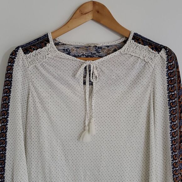 Lucky Brand 3/4-sleeve Cotton Peasant Top In Open Size S - Picture 5 of 13